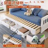 实木抽拉沙发床小户型两用可折叠榻榻米客厅多功能单双人伸缩床