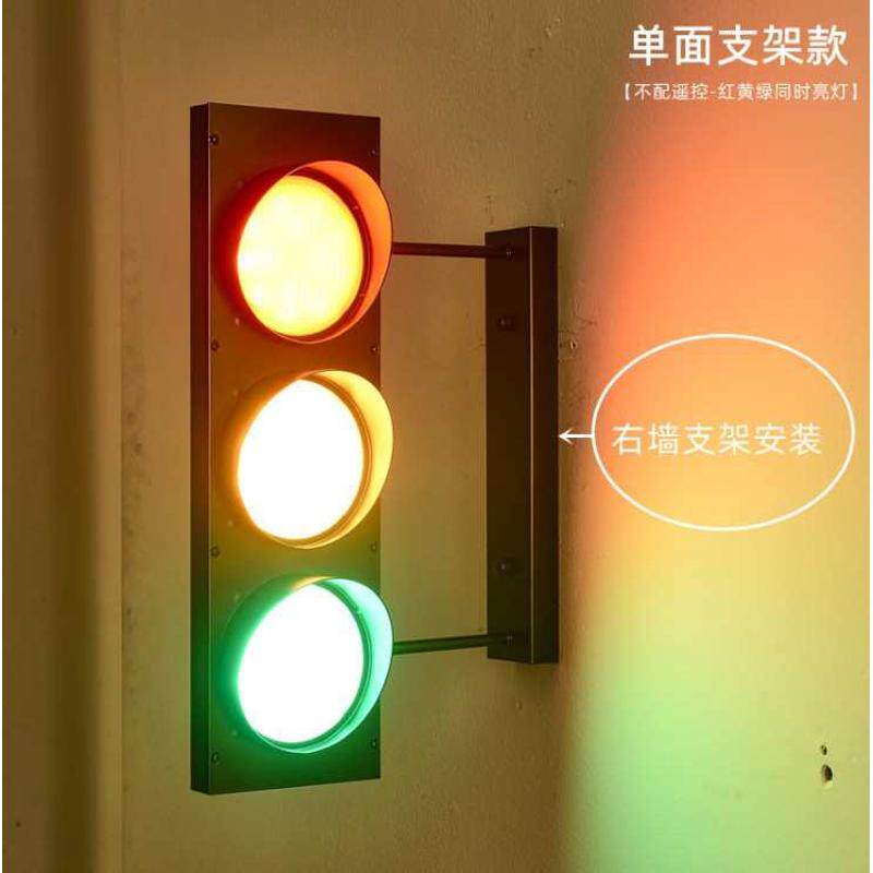 美式工业风复古创意墙壁灯酒吧餐厅红绿灯室内铁艺玻璃装饰灯