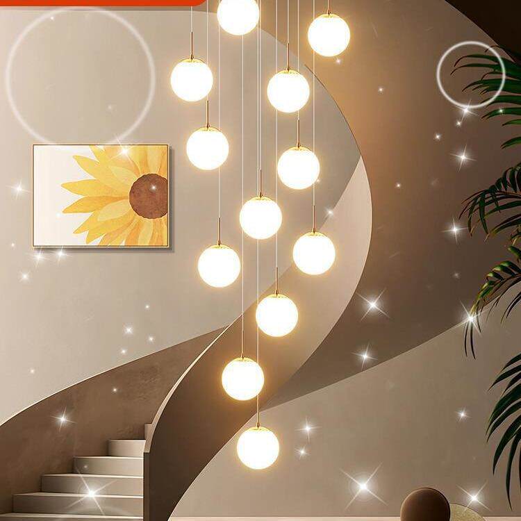 旋转楼梯间长吊灯现代简约loft复式楼大挑空公寓客厅灯别墅楼中楼