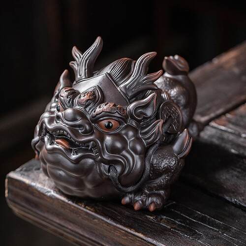 紫陶大号龙龟茶宠摆件创意精品招财可养三足金蟾茶玩茶盘桌面装饰