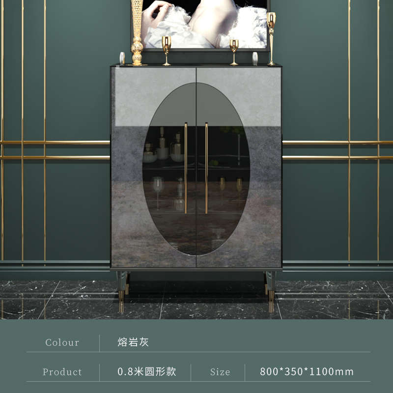 奢玻璃茶玄关现代极水柜简约轻餐意式ri0t边简储物柜后现代柜客厅