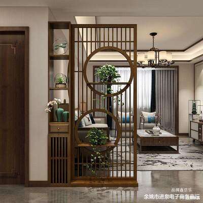 新中实木门屏AL545100风格栅玄关柜客厅式家用大正对入户进门遮挡