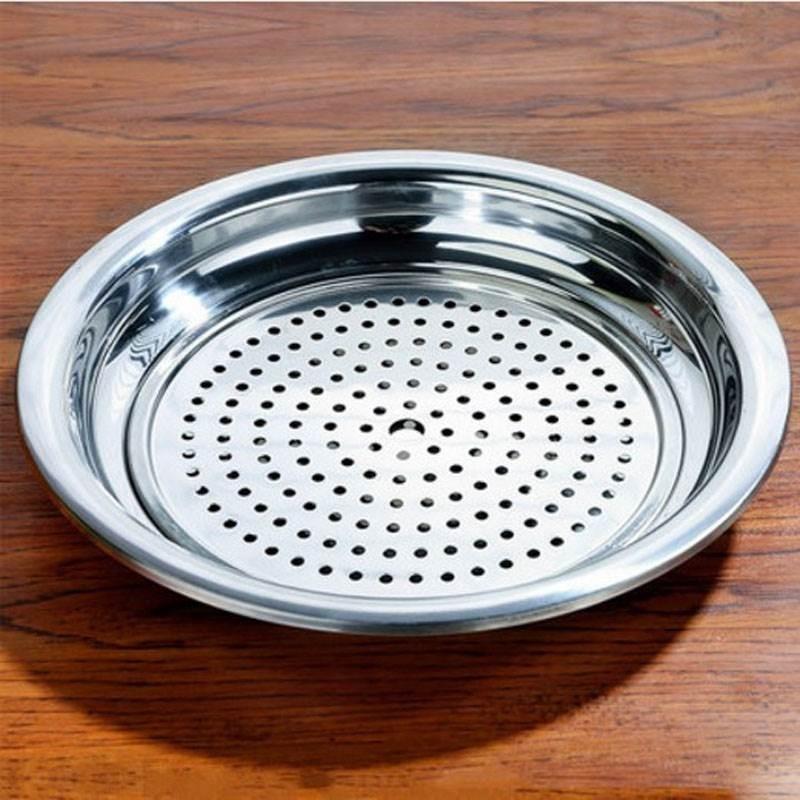 不锈钢饺子盘沥水双层盘蒸装水饺盘子家用盛饺子托盘圆形蒸盘果盘