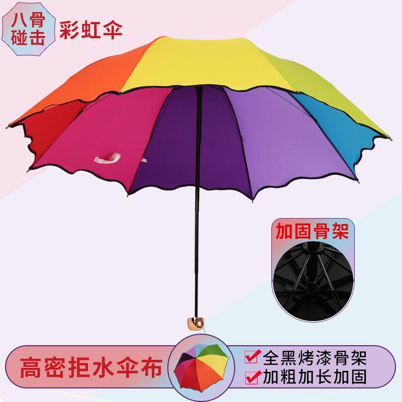 正品广伞雨伞伞定制lo告go防晒叠折伞七色彩虹伞定做礼品伞印刷字图片