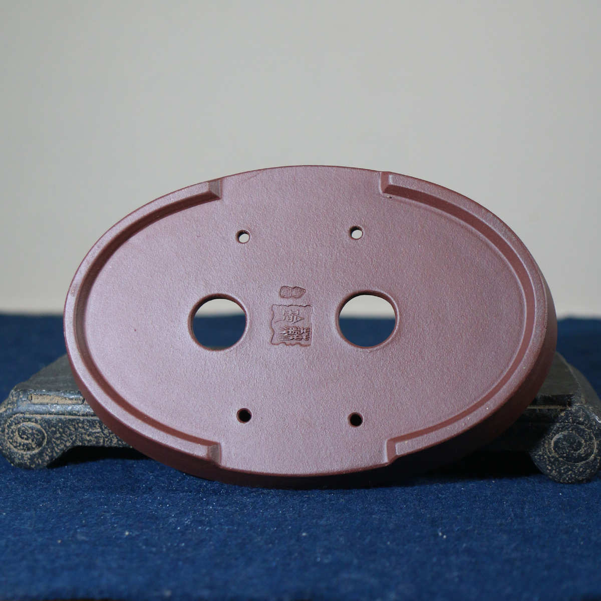 孔附紫砂石菖蒲石盆景上水花盆假山盆盆椭圆形无石造景盆苔藓吸水