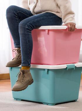 纳茶花839-8L精0巧收箱包邮加厚DQW带盖带轮整理收纳箱塑2料储物