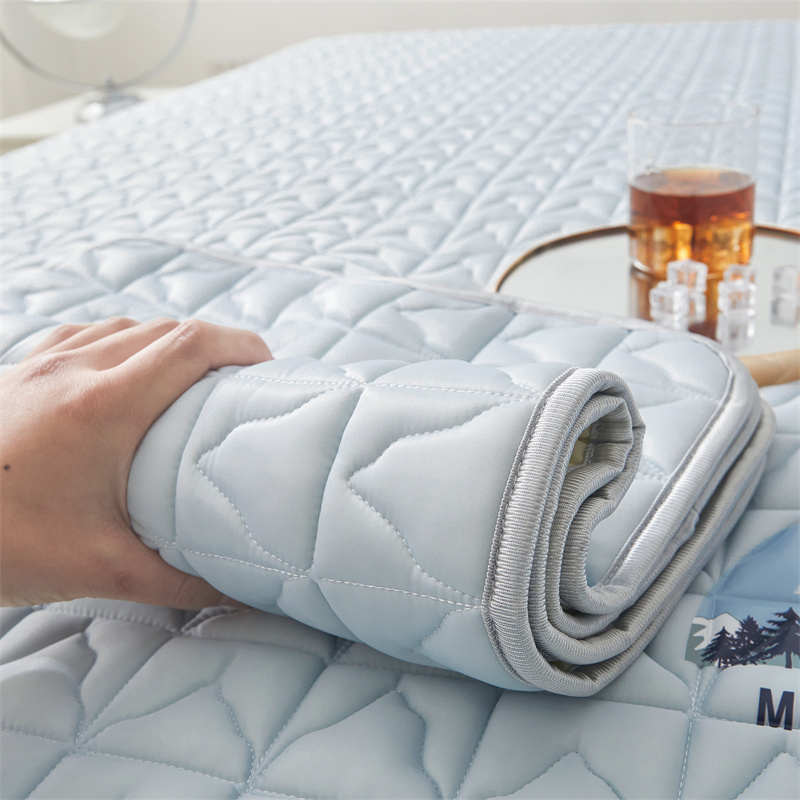 2024新款加厚乳胶凉席冰丝席三件套夏天凉感冰丝床罩防尘滑床垫套