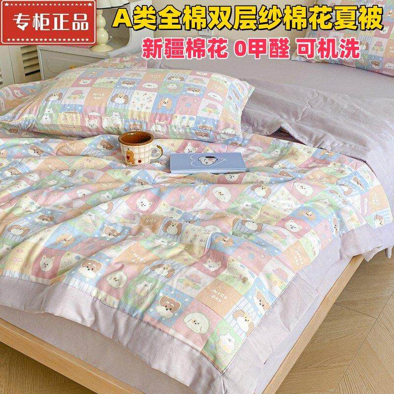 A类母婴级全棉双层纱棉花夏凉被空调被纯棉全棉可机洗夏季薄被子