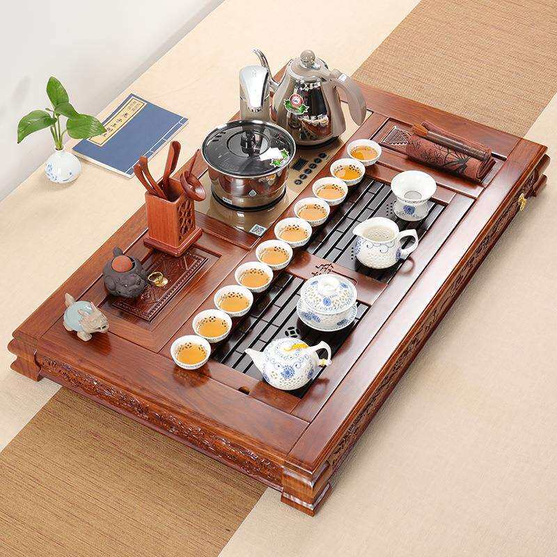 厂家直销花梨实木茶盘茶台茶具套装一体全自动电磁炉整套家用组合