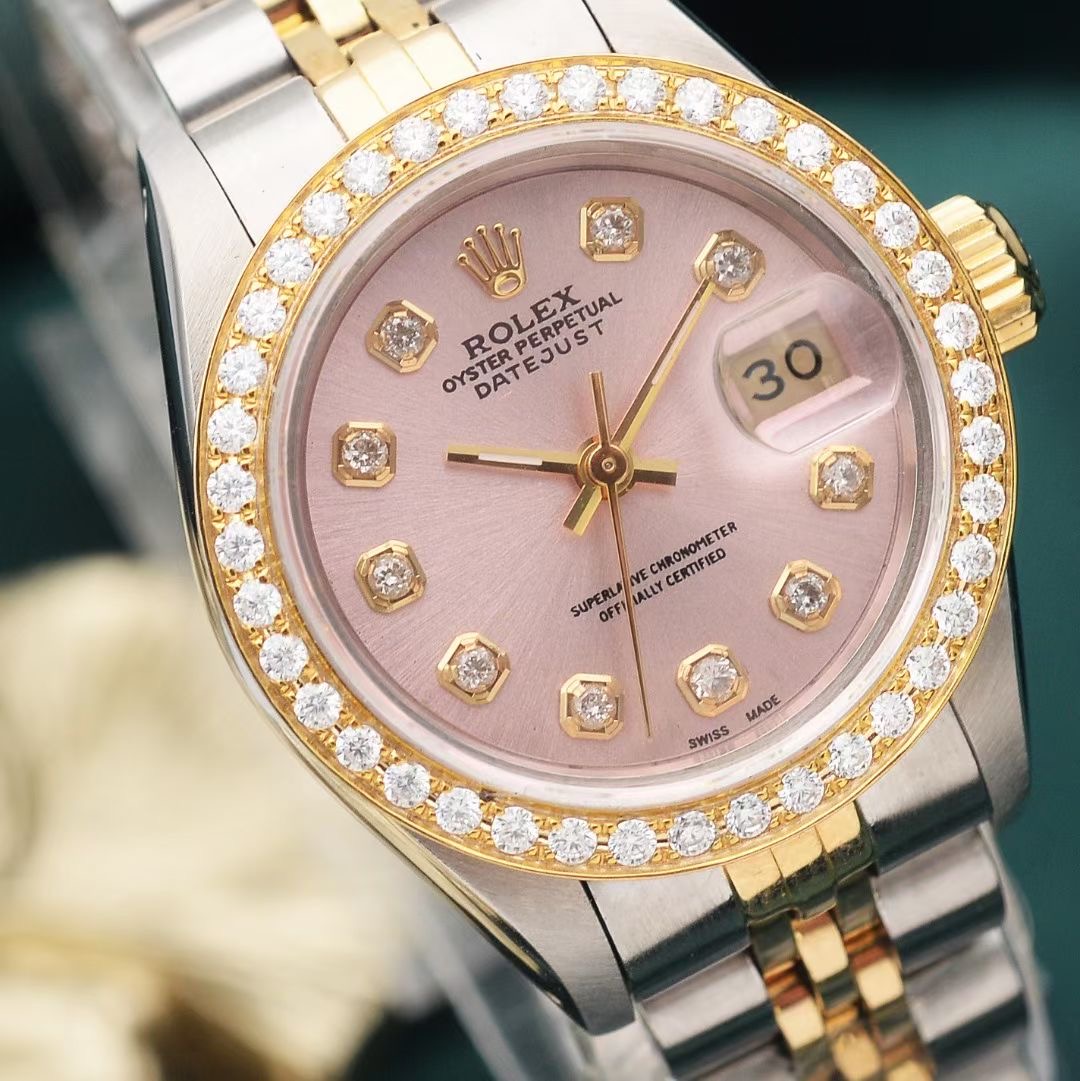 先鉴后发[9.8新]26MM劳力士日志型18k金粉盘自动机型女表真酷奢品