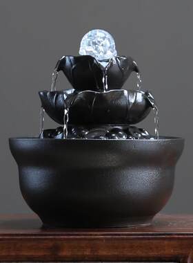 陶瓷流水摆件循环水生财风水轮桌面喷泉造景客厅茶室招财纳福小型