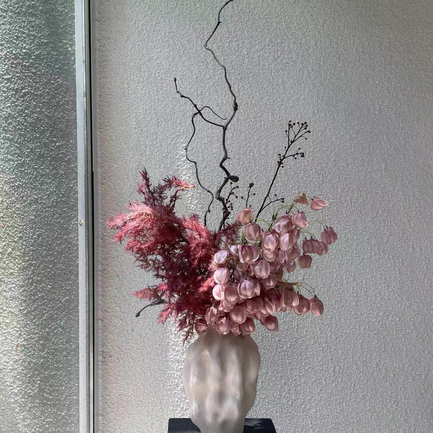 【柿吉】远山设计师款手扎花束彷真花绢花陶瓷花瓶别墅台柱摆件