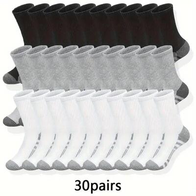 Men Mid Calf Socks 6 10 20 30 Pairs Color Breathable Sweat