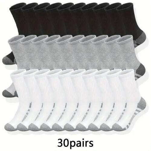 Men Mid Calf Socks 6 10 20 30 Pairs Color Breathable Sweat
