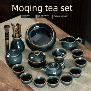 德镇高级墨蓝釉功夫茶具办公室接待茶壶茶杯礼品高级礼盒