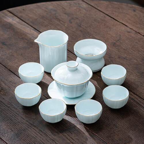 高端德化白瓷羊脂玉茶具套组家用盖碗客厅轻奢华茶杯陶瓷泡茶小套