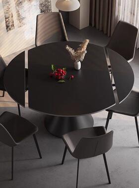 色华桌尔NMW兹旋转伸缩餐桌小型家用意式黑可变户圆现代简约餐桌