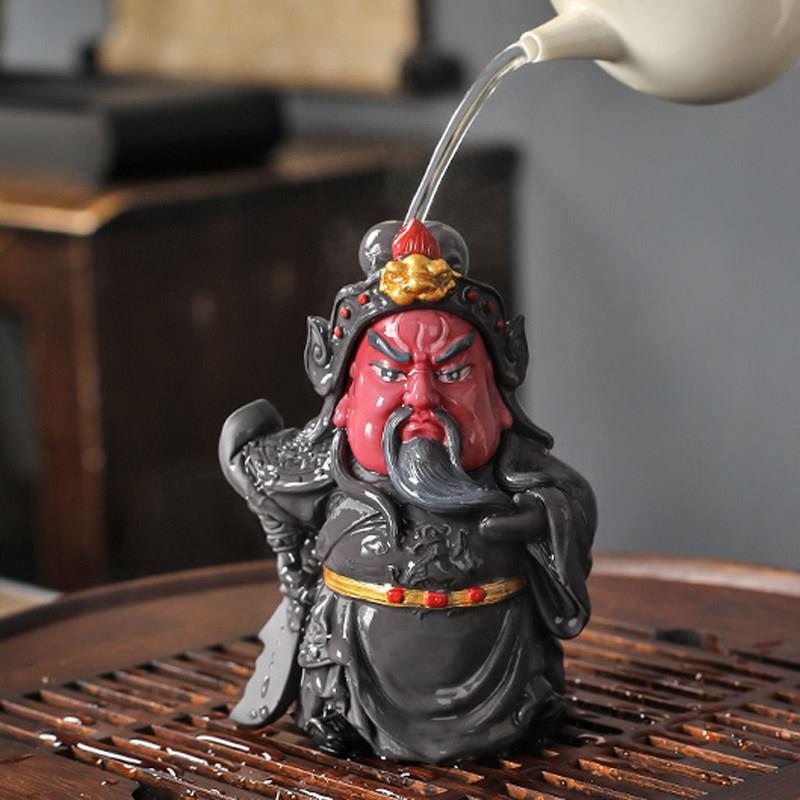 宇轩 变色茶宠摆件精品可养变脸关公张飞三国刘备玩关羽茶具配件