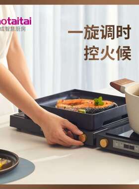 haotaitai电磁炉家用多功能电烤炉移动折叠双头电磁炉炒菜蒸煮炉