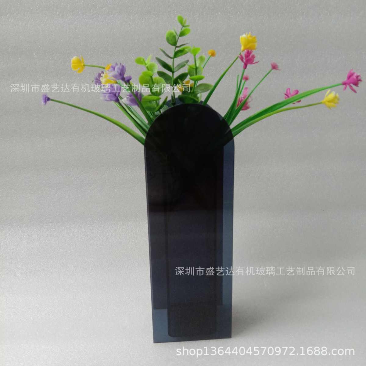 北欧风彩色亚克力花瓶摆件客厅插花简约艺术几何样板房家居装饰器