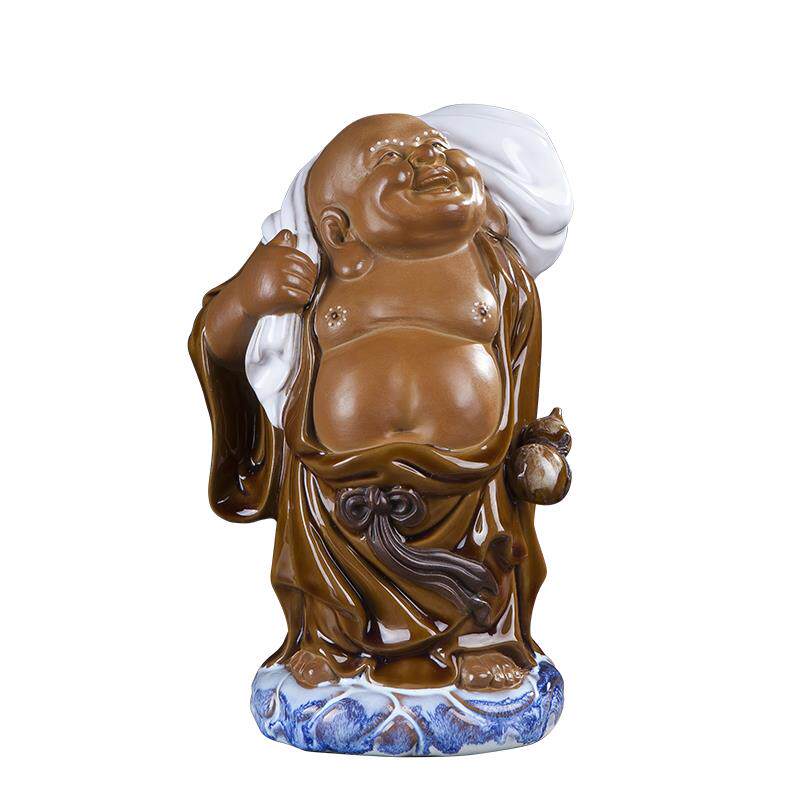 高档笑佛像大肚弥佛摆件招客勒厅家居摆设湾公财仔陶瓷人物布袋和