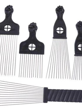 Black Fist Afro Metal Comb African Hair Pik Comb Brush Salon