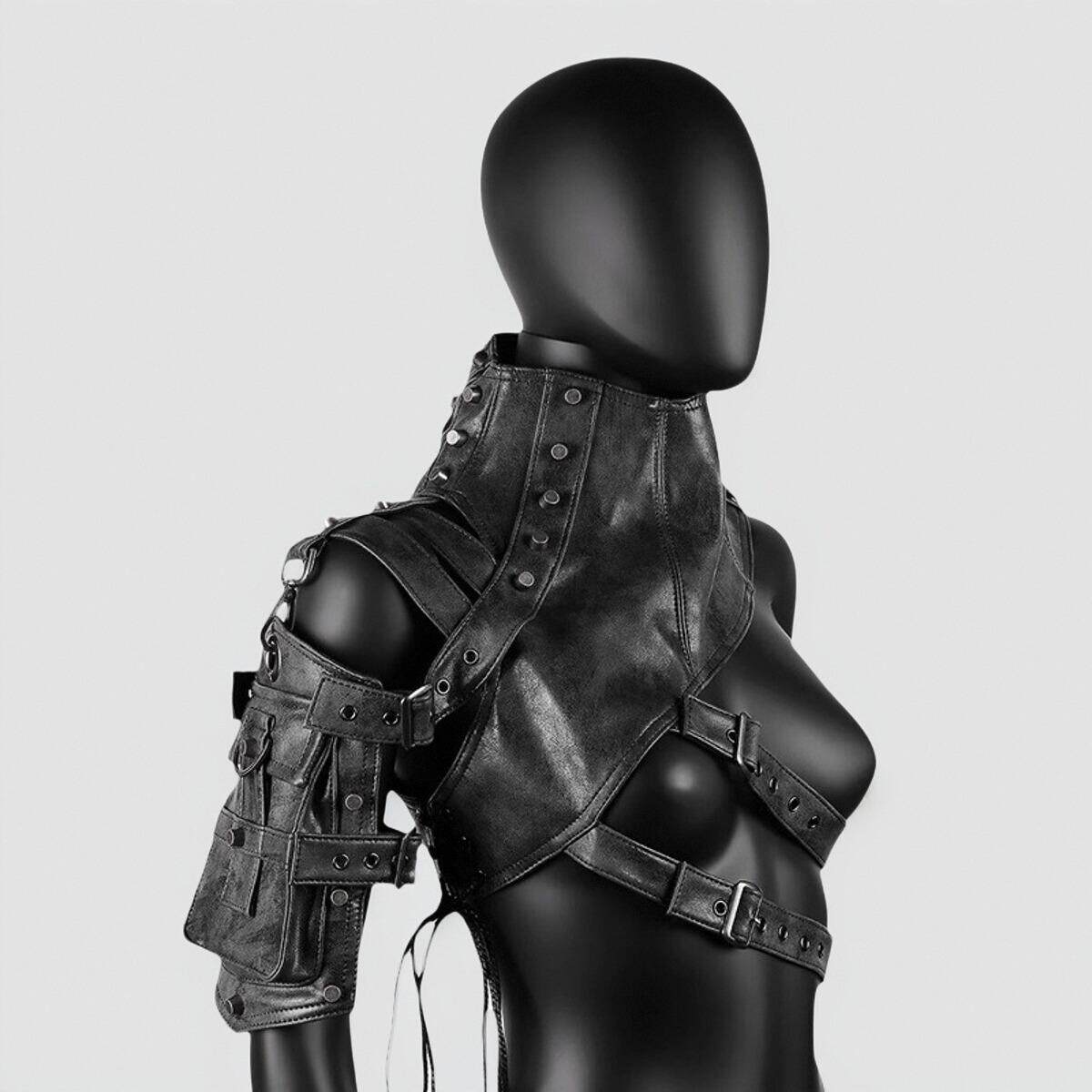 蒸汽朋克皮衣盔甲女士中世纪披肩护肩机械姬服装机车风万圣节演出