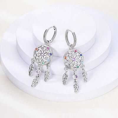 Real 925 Sterling Silver Dream Catcher Earrings For Women Ex