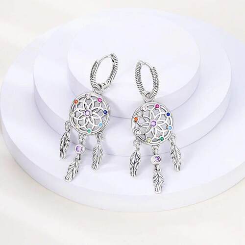 Real 925 Sterling Silver Dream Catcher Earrings For Women Ex