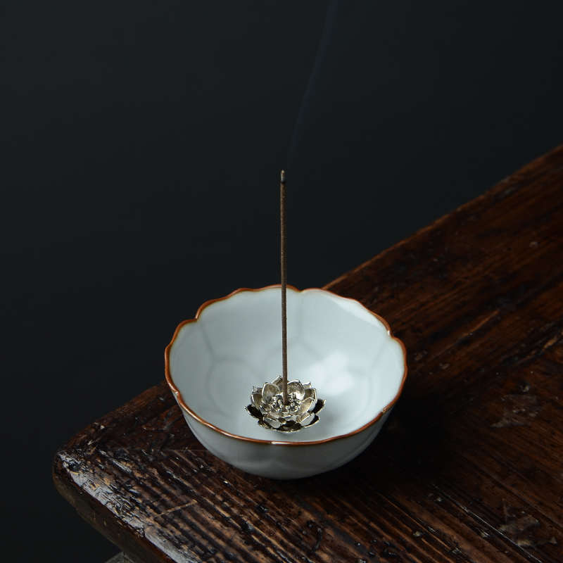 创意陶瓷莲花香插香座日式家用线香炉插香器汝瓷禅意茶道香薰炉