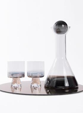 意式轻奢红酒玻璃醒酒器道具现代简约软装饰品样板房客厅酒柜摆件