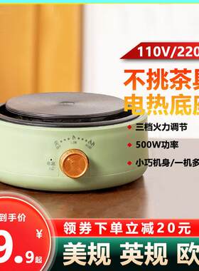 110V美规电热炉煮茶器家用插电养生杯花茶壶底座500W迷你小型茶炉
