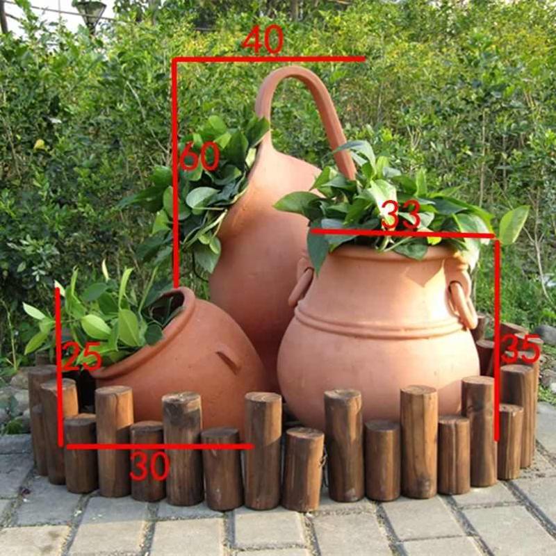 户外大号庭院红泥陶罐落地粗陶土陶花盆园林景观红土红陶花盆大号