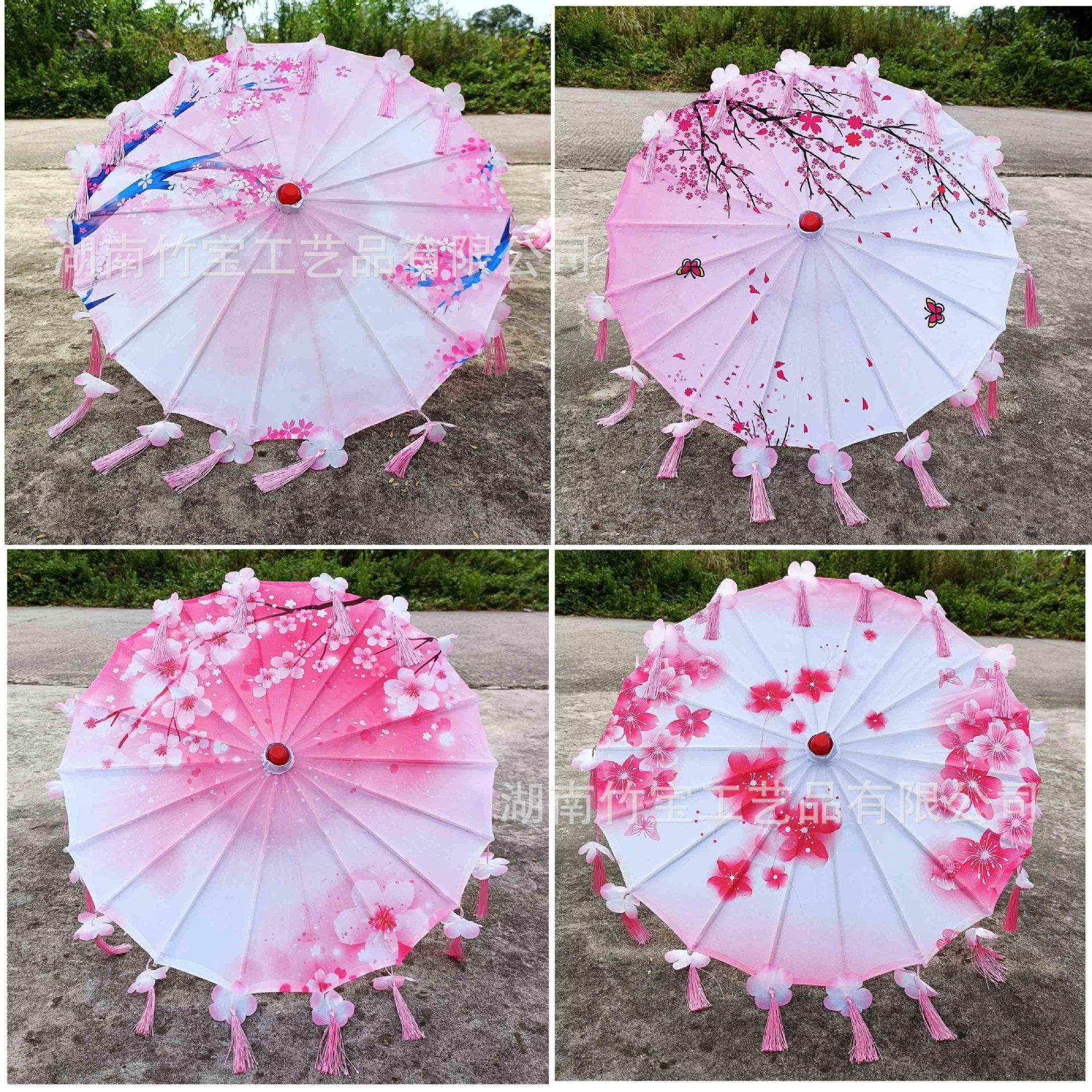 1-60小号幼儿儿童可爱古风花瓣印花绸布伞直径56CM地摊工艺伞