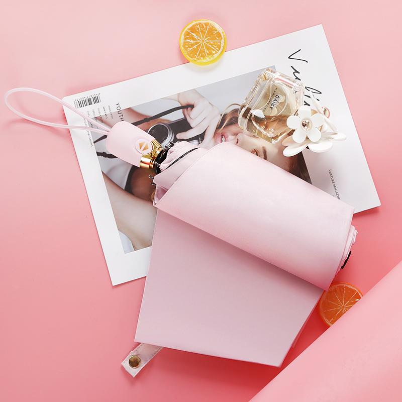 日系小清新自动伞简约纯色创意黑胶防晒遮阳伞印logo雨伞印刷广告