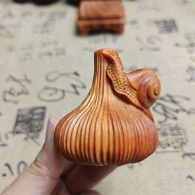 品陈崖柏木雕蒜化头木手把件实雕刻0548蒜头挂件家居装饰工艺品摆