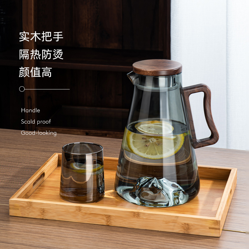 家用冷水壶套装轻奢大容量泡茶玻璃水杯防爆耐高温客厅凉白开水壶