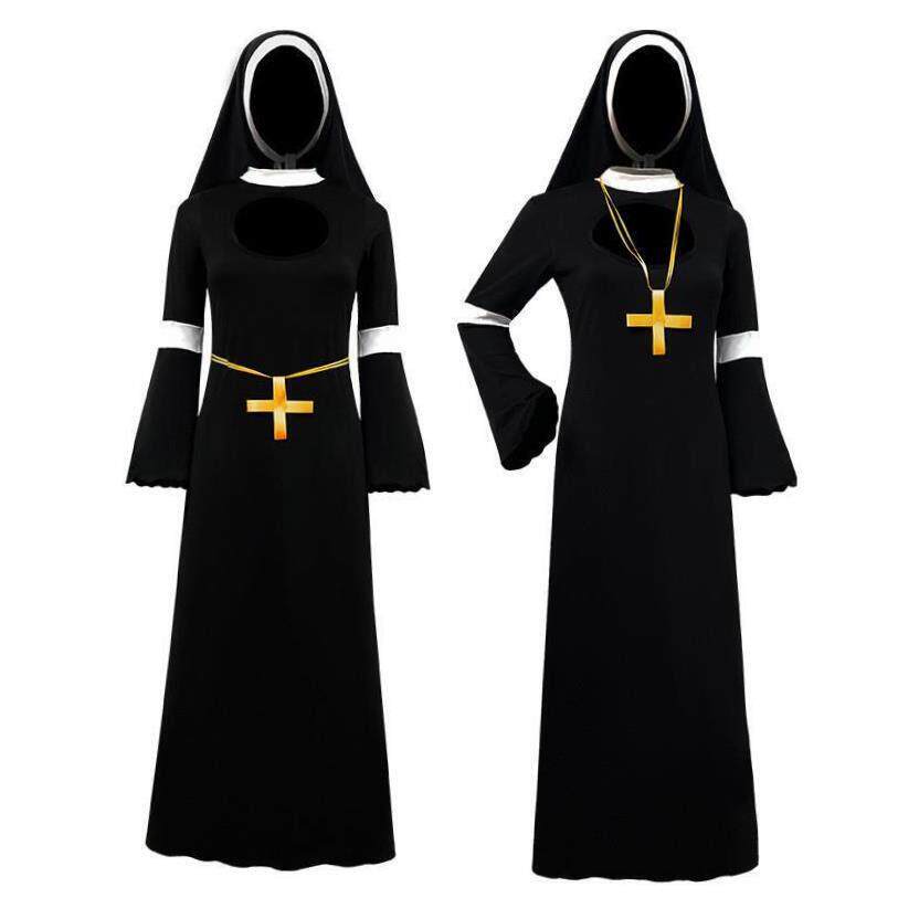 Halloween cosplay costumes Party dance performing nuns dress - 实物图