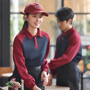 2024新款秋冬季韩版卫衣宽松餐饮工作服团体聚会班服长袖印绣logo