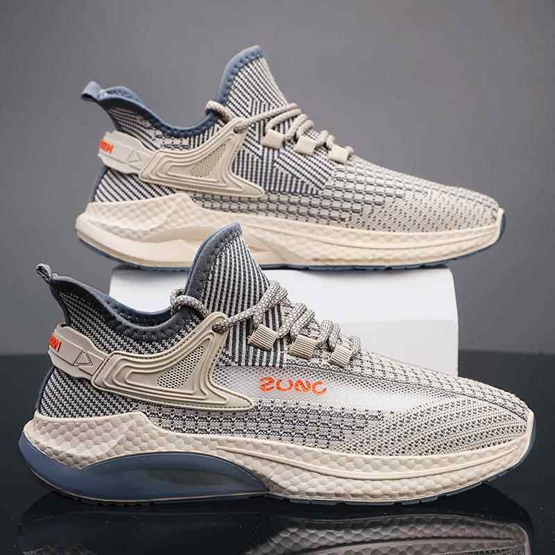 潮牌网面男鞋2024夏季透气防臭飞织网鞋男跑步运动休闲增高老爹鞋