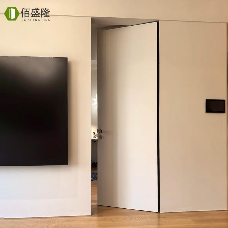 涂料隐形门暗门极简隐框门无框极简铝木门刷漆门客厅背景门墙一体