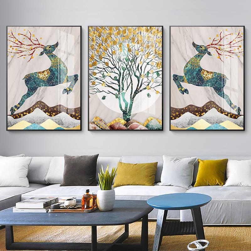 新款直销客厅装饰画北欧壁画沙发背景墙挂画三联组合轻奢现代简约
