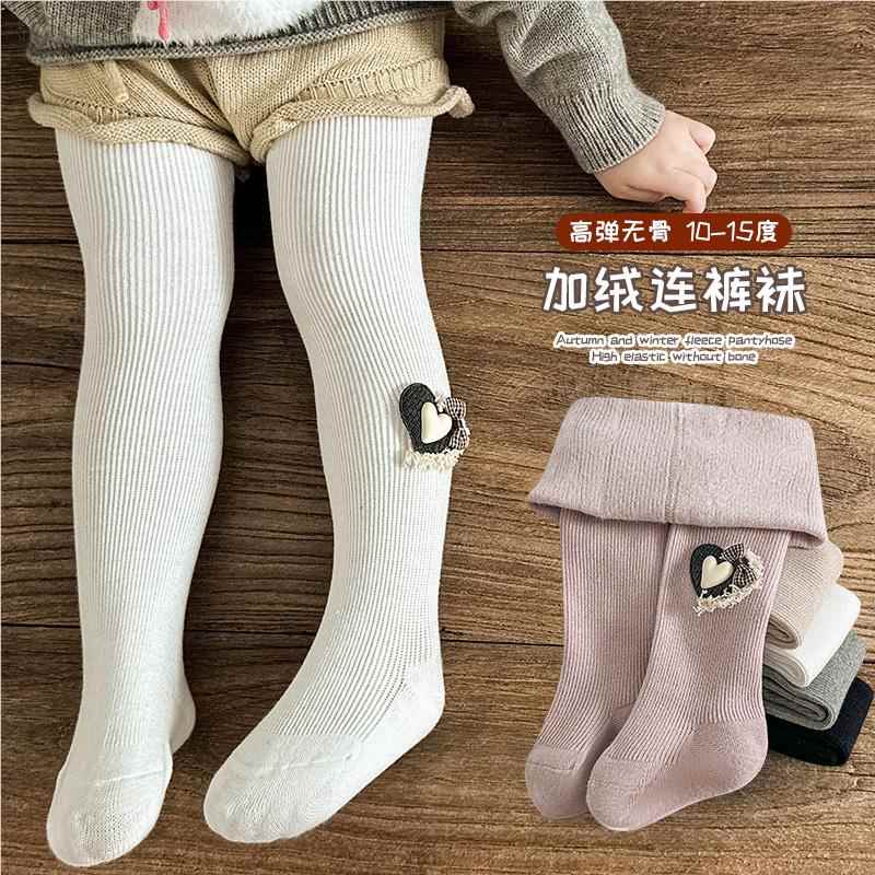 女童连裤袜秋冬季薄绒儿童加厚打底袜韩系洋气女孩宝宝加绒打底裤