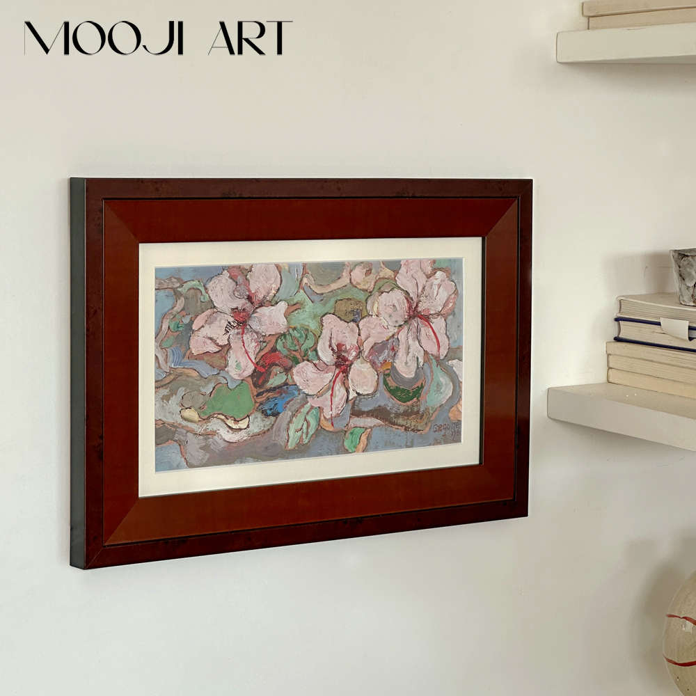 繁花】法式中古风小众艺术客厅复古玄关卧室高级感实木花卉装饰画图片