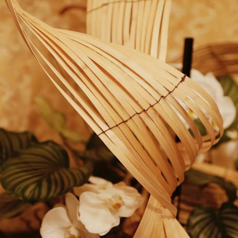 竹编竹条竹篾材料手工花艺婚礼展厅舞台装置竹排园艺创意背景设计