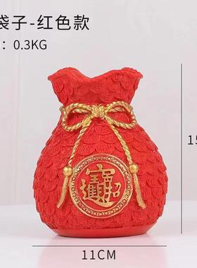 福袋干花摆件花瓶客厅插花麦穗钱袋大麦花束装饰品轻奢高档花瓶