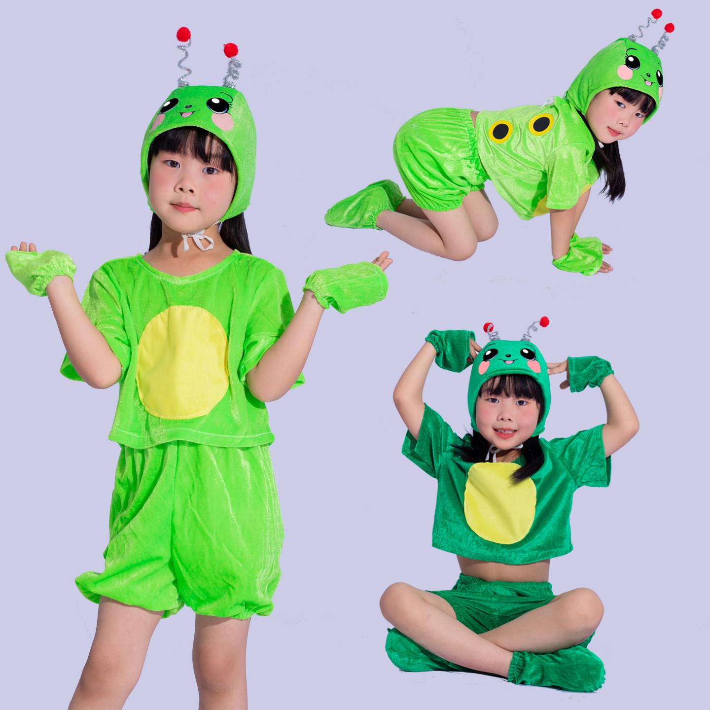 儿大童小动物演出服小青虫表演服幼儿亲子毛毛虫变蝴蝶舞蹈服装
