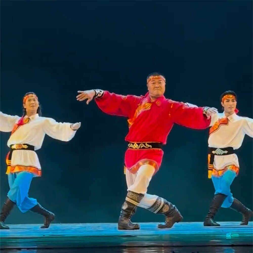 六一新款中央民族姜铁红老师蒙古舞奔腾舞蹈服演出服男成人表演服