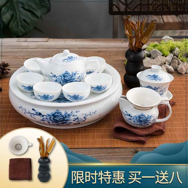 潮汕功夫茶具套装 整套带鼓形大容量工夫茶盘 家用送礼品