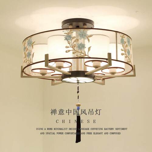 新中式吸顶灯圆形客厅灯简约现代大气中国风卧室饭厅房间家用灯具